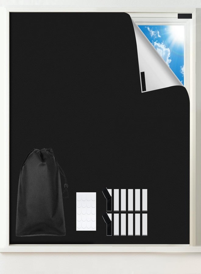 PATTENGO Blackout Window Cover, Portable DIY Window Blinds,Travel Window Blackout Curtains for Baby Nursery, Bedroom, Dorm Room and Media Room (Black 118"x57") - Image 1